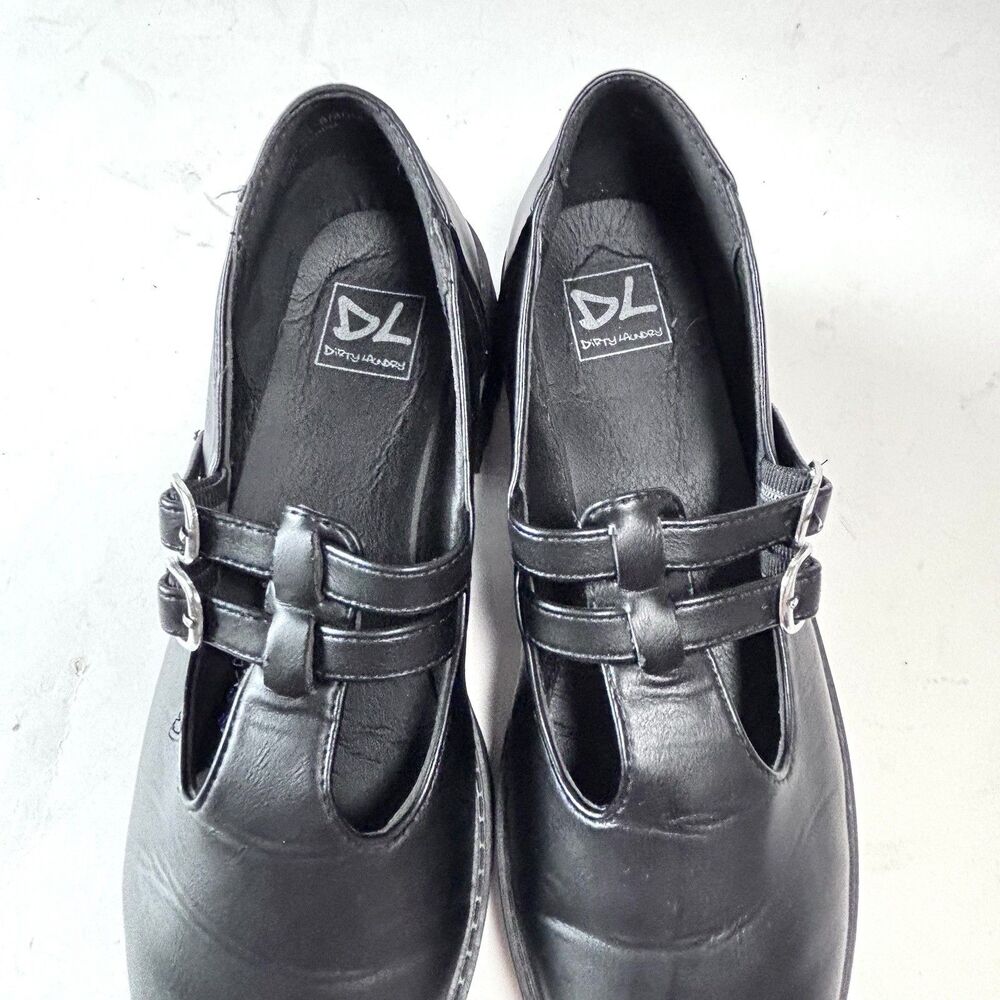 DIRTY LAUNDRY Black Platform Mary Jane Shoes Chunky Lug Sole Double Strap - Picture 5 of 10